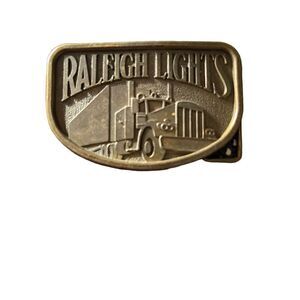 Vintage Releigh Lights 1970's Semi Truck Tractor Trailer Brass Belt Buckle